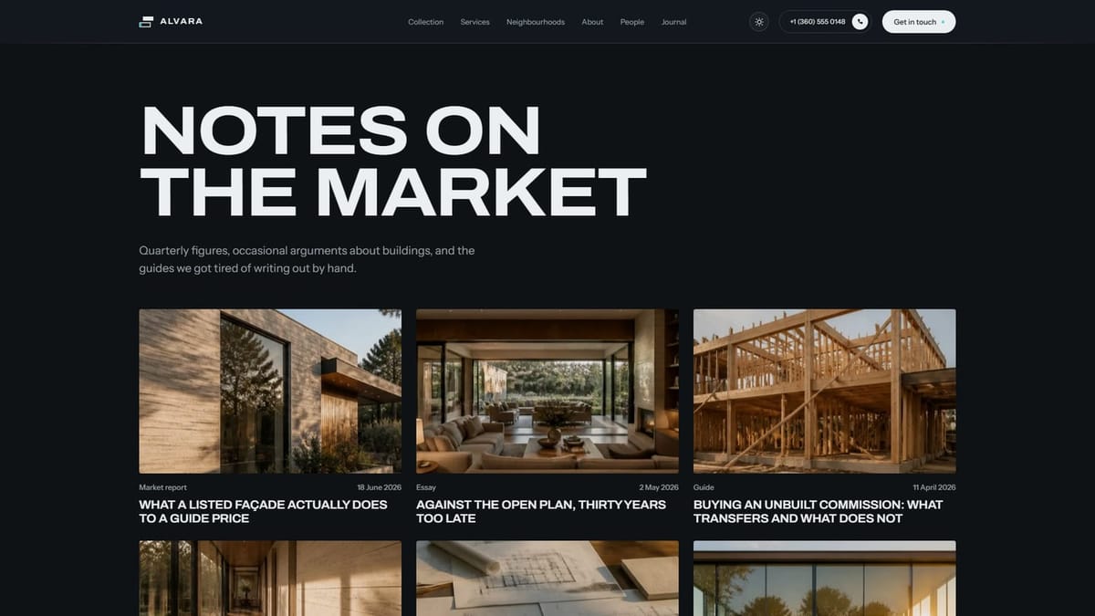 The journal, carrying market reports and essays on architecture