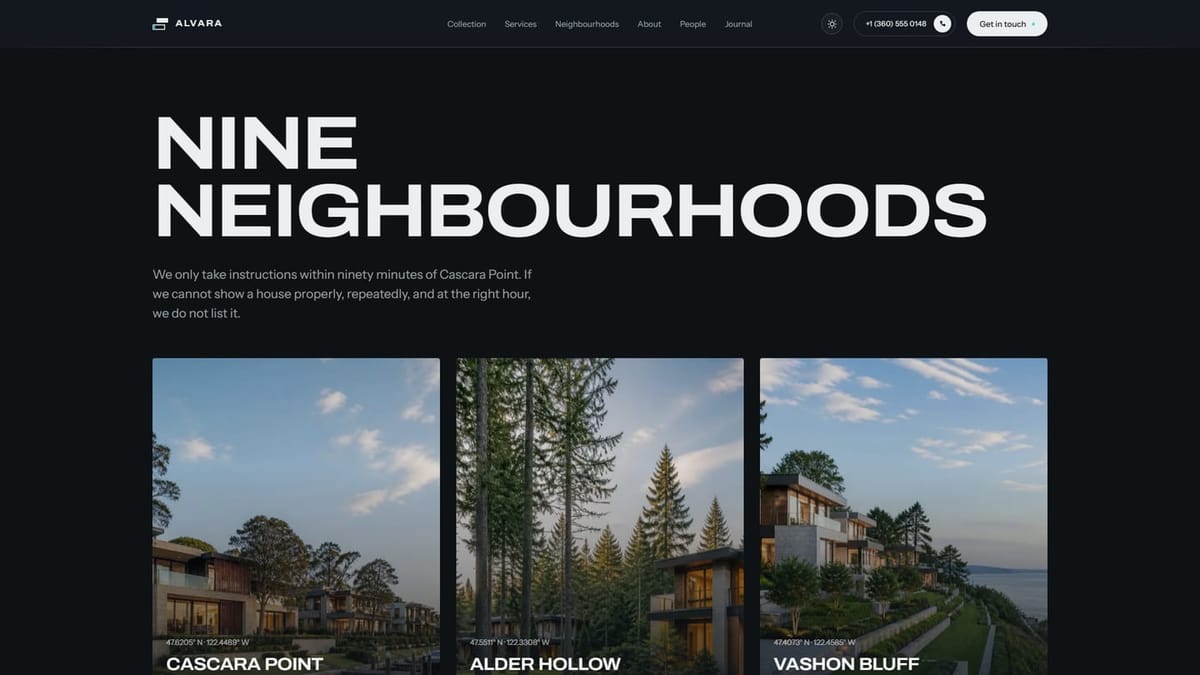 Neighbourhoods index, with coordinates and median guide prices