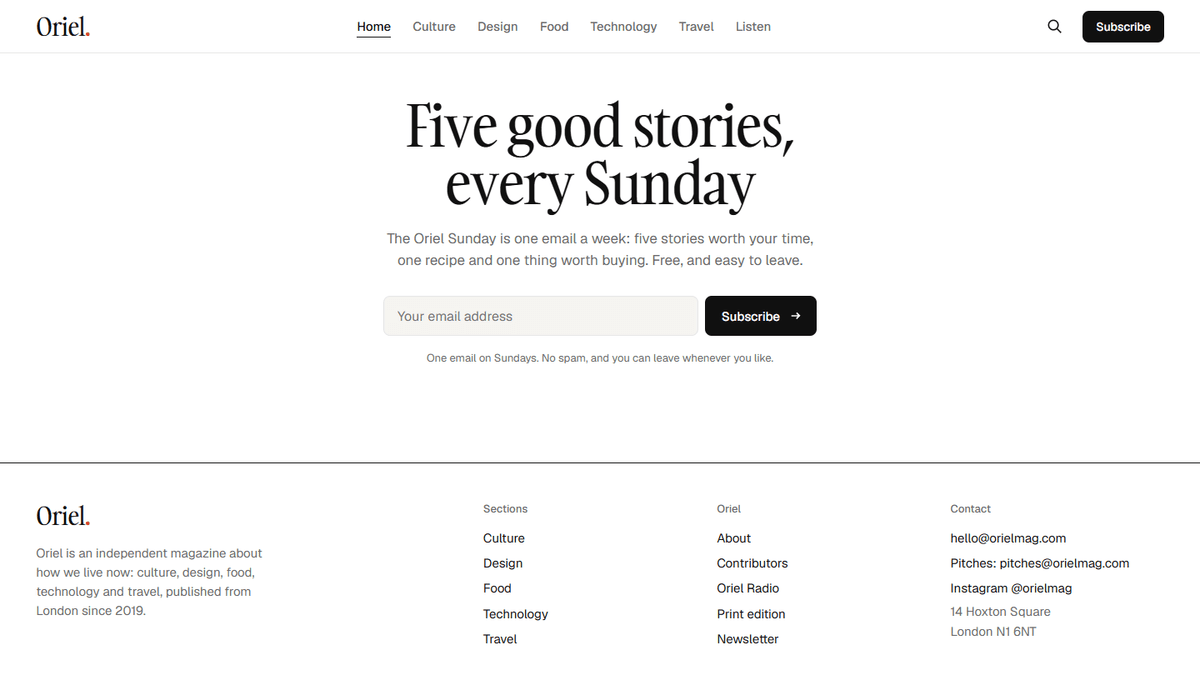 Five good stories, every Sunday