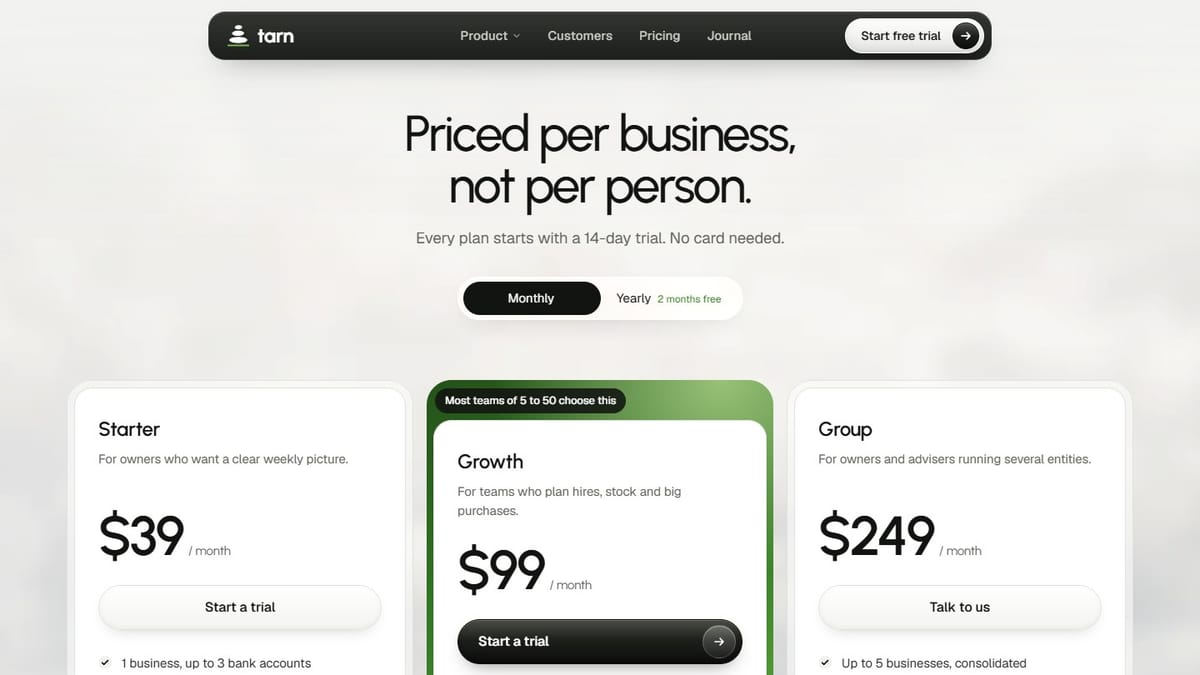 Pricing per business