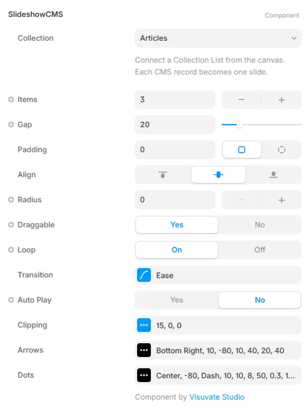Advanced CMS Slideshow Controls for Framer